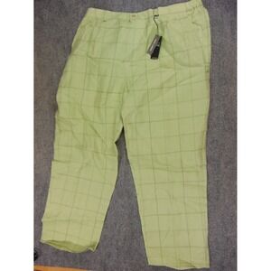 Godbody Collection Pants Men 3XL Light Green Linen Windowpane Streetwear Hip Hop